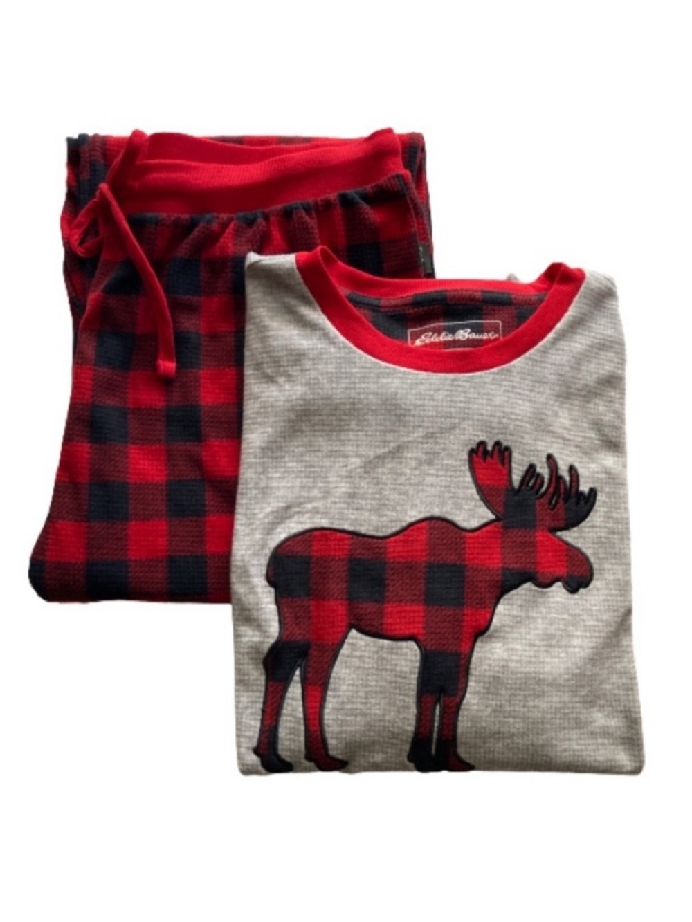 Eddie Bauer Mens Holiday PJ Pajama Set Moose Print